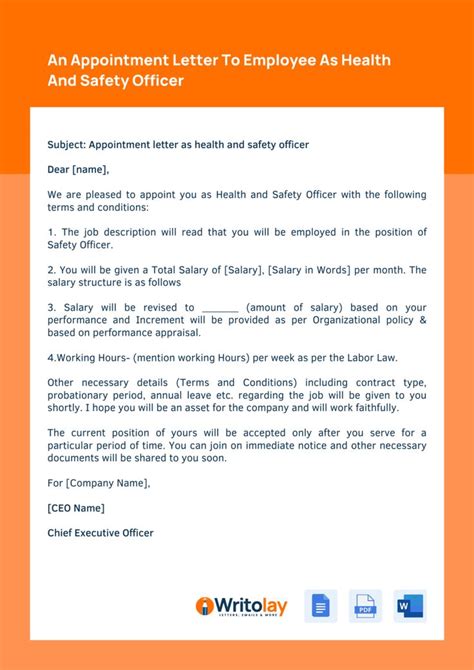Health And Safety Officer Appointment Letter: 4 .